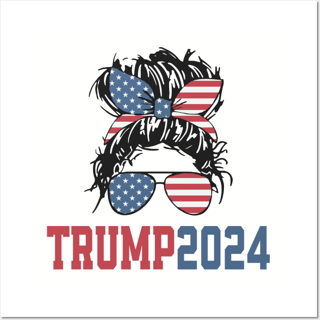 Vintage Trump 2024 Messy Hair Bun Wall Art by Etopix